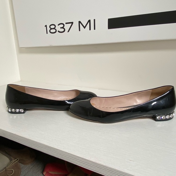 Miu Miu Black Patent Leather Ballet Flats - Picture 2 of 5